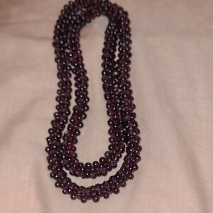 Classic Garnet Bead Multi-Strand Necklace